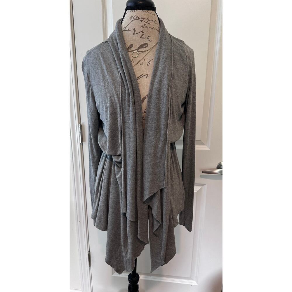 Mossimo Women's sz L Jersey Knit Front Tie Grey Drape Cardigan